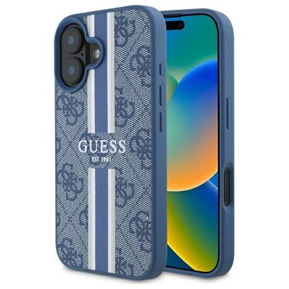 Guess GUHMP16SP4RPSB iPhone 16 niebieski/blue hardcase 4G Printed Stripes MagSafe