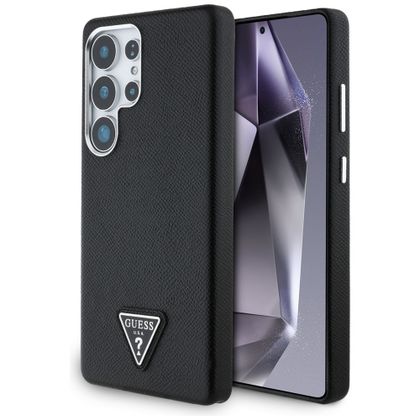 Etui Guess Grained Triangle Logo MagSafe do Samsung Galaxy S25 Ultra czarny