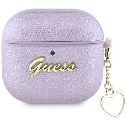 Etui Guess Metallic Script Charm do AirPods 4 / 5 fioletowy