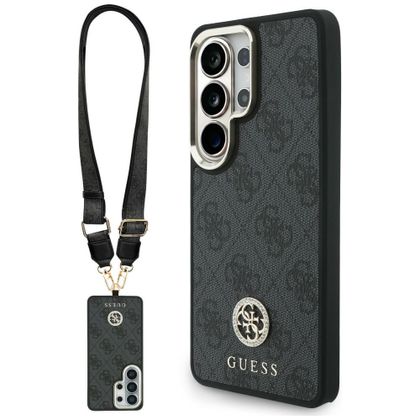 Zestaw Etui + Smycz Guess 4G Big Rhinestone Triangle Strap MagSafe do Samsung Galaxy S26 Ultra czarny