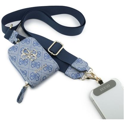 Uniwersalna smycz z portfelem Guess 4G Metal Logo niebieski