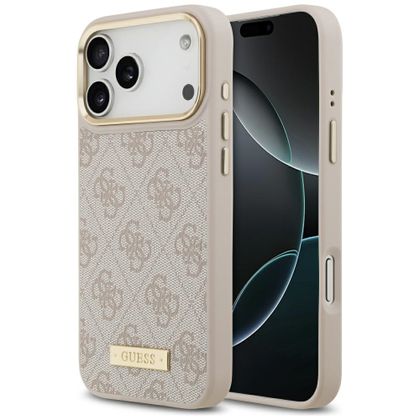 Etui Guess 4G Logo Plate MagSafe do iPhone 17 Pro Max / 18 Pro Max różowy