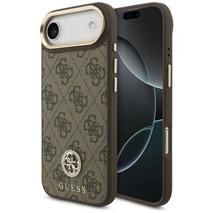 Etui Guess 4G Strass Logo MagSafe do iPhone Air brązowy