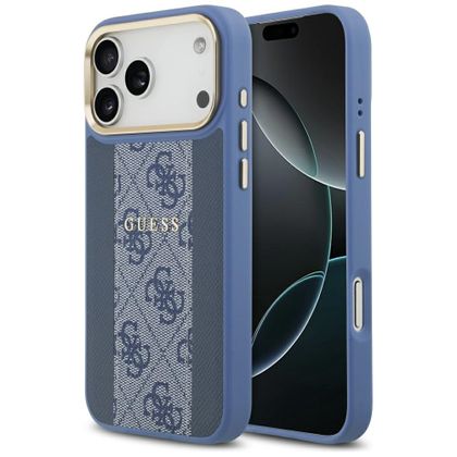 Etui Guess 4G Stripe MagSafe do iPhone 17 Pro Max / 18 Pro Max niebieski