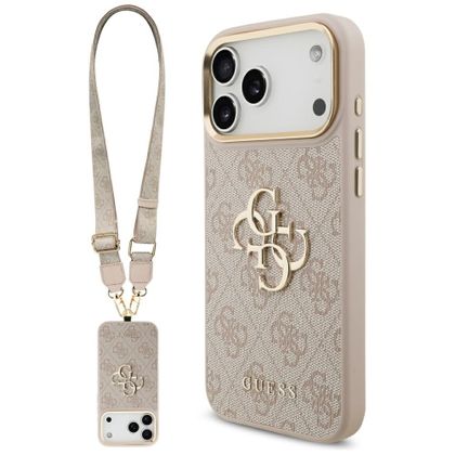 Etui Guess 4G Big 4G Classic Logo Big Strap Metal Buttons do iPhone 17 Pro Max / 18 Pro Max różowy