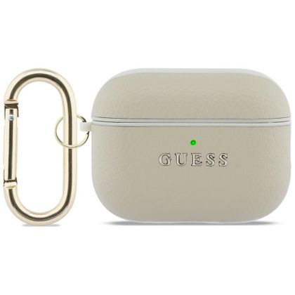 Etui Guess Grained Classic Logo Hook do AirPods Pro 3 złoty