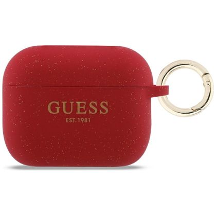Etui Guess Silicone Glitter Ring do AirPods Pro 3 fuksja