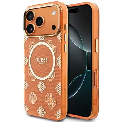 Etui Guess IML Peony Dot MagSafe do iPhone 17 Pro Max / 18 Pro Max pomarańczowy