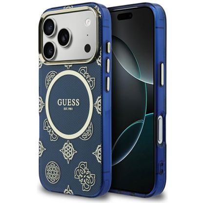 Etui Guess IML Peony Dot MagSafe do iPhone 17 Pro / 18 Pro niebieski
