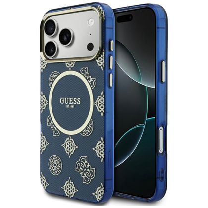 Etui Guess IML Peony Dot MagSafe do iPhone 17 Pro Max / 18 Pro Max niebieski