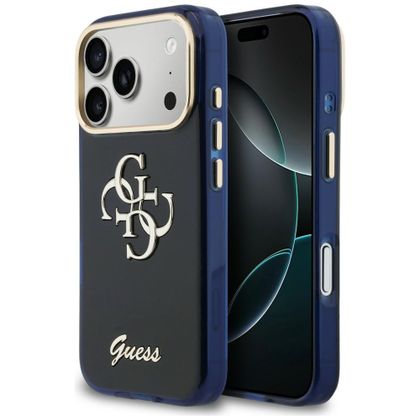Etui Guess IML 4G Script Metal do iPhone 17 Pro / 18 Pro niebieski