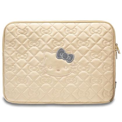 Hello Kitty Sleeve HKCSZPEKHBPD 14"złoty/gold Zip PU Quilted Bows