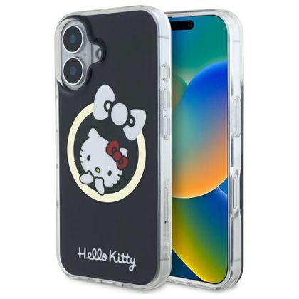 Hello Kitty HKHMP16SHFLBK iPhone 16 6,1"czarny/black hardcase IML Fun bow Magsafe