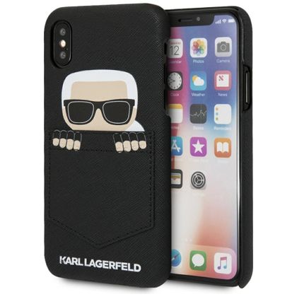 Karl Lagerfeld KLHCPXSKSF iPhone X/ Xshardcase czarny/black Sneaky Karl - Saffiano
