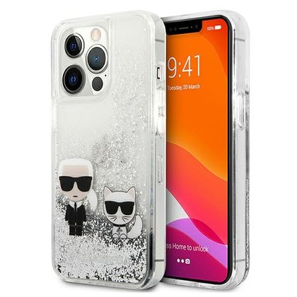 Karl Lagerfeld KLHCP13LGKCS 13 Pro / 136,1" srebrny/silver hardcase Liquid Glitter Karl&Choupette