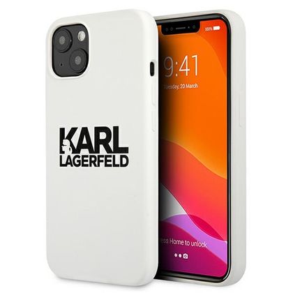 Karl Lagerfeld KLHCP13MSLKLWH iPhone 13/ 14 / 15 6,1" Silicone Stack Logo biały/white