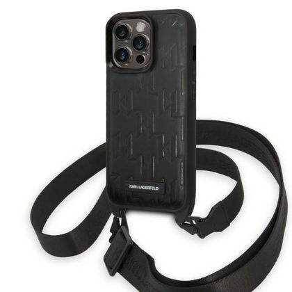 Karl Lagerfeld KLHCP14XSTMMK iPhone 14 Pro Max 6,7" hardcase czarny/black Monogram Plaque Logo Strap