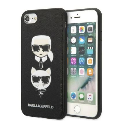 Karl Lagerfeld KLHCI8SAKICKCBK iPhone7/8 / SE 2020 / SE 2022 czarny/black hardcase Saffiano Karl&Choupette Head