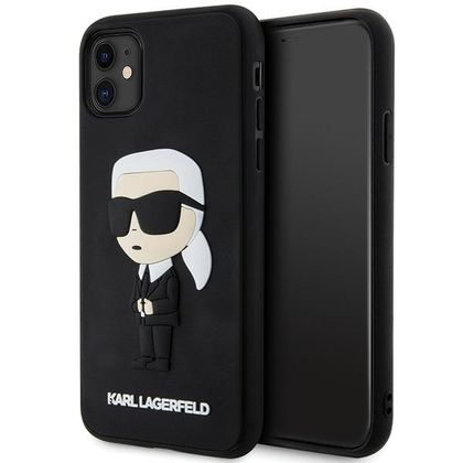 Karl Lagerfeld KLHCN613DRKINK iPhone 11/ Xr 6.1" czarny/black hardcase Rubber Ikonik 3D