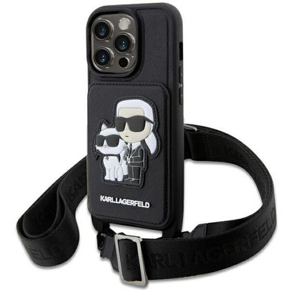 Karl Lagerfeld KLHCP14LCSAKCPMK iPhone14 Pro 6.1" hardcase czarny/black Crossbody Saffiano Karl & Choupette