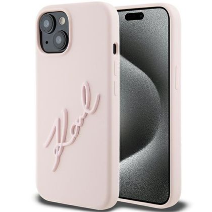 Karl Lagerfeld KLHCP15SSKSBMCP iPhone 15 / 14 / 13 6.1" różowy/pink hardcase Silicone Karl Script