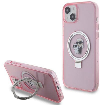 Karl Lagerfeld KLHMP15SHMRSKCP iPhone 15 / 14 / 13 6.1" różowy/pink hardcase Ring Stand Karl&Choupettte MagSafe