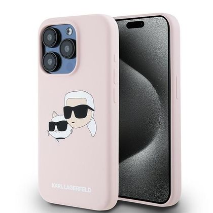 Karl Lagerfeld KLHMP15XSKCHPPLP iPhone 15 Pro Max 6.7" różowy/pink hardcase Silicone Karl & Choupette MagSafe