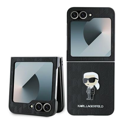 Karl Lagerfeld KLHCZF6SAPKINPK Z Flip6 F741 / Z Flip7 FE czarny/black Saffiano Monogram Ikonik Pin