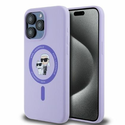 Karl Lagerfeld KLHMP15XSCMKCRHU iPhone 15 Pro Max 6.7" fioletowy/purple hardcase Silicone Karl&Choupette Heads Ring MagSafe