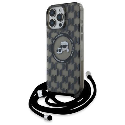Karl Lagerfeld KLHMP16LHCKCKLCK iPhone 16 Pro 6.3" czarny/black hardcase IML Crossbody Monogram Karl & Choupette Head MagSafe