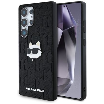 Etui Karl Lagerfeld Leather Monogram Pin Logo Choupette Head do Samsung Galaxy S25 Ultra czarny