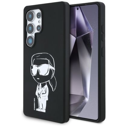 Etui Karl Lagerfeld Silicone Graffiti Ikonik Printed Logo MagSafe do Samsung Galaxy S25 Ultra czarny