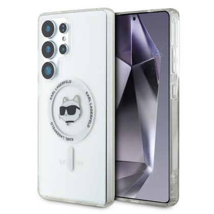 Etui Karl Lagerfeld Button Choupette Head Printed Logo MagSafe do Samsung Galaxy S25 Ultra biały