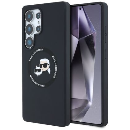 Etui Karl Lagerfeld Silicone Double Heads And Circle MagSafe do Samsung Galaxy S25 Ultra czarny