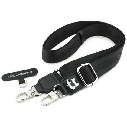 Uniwersalna smycz Karl Lagerfeld Universal Strap Tether Patch Choupette Metal Logo czarny