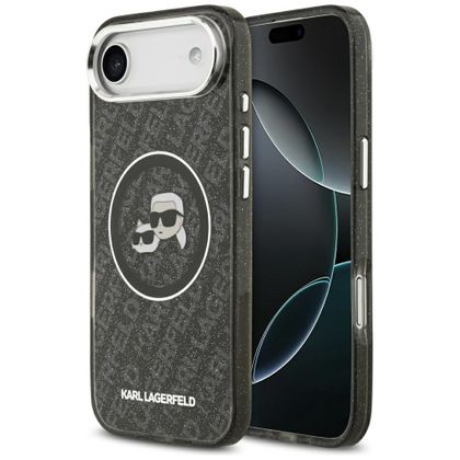 Etui Karl Lagerfeld IML Glitter Karl & Choupette Heads Logo MagSafe do iPhone Air czarny