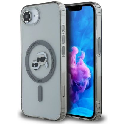 Etui Karl Lagerfeld IML Metal Karl & Choupette Heads MagSafe do iPhone 16e / 17e czarny