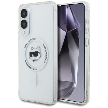 Etui Karl Lagerfeld Button Choupette Head Printed Logo MagSafe do Samsung Galaxy S25 Edge biały