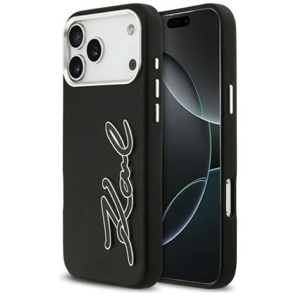 Etui Karl Lagerfeld FW Grained Signature Logo do iPhone 17 Pro Max / 18 Pro Max czarny