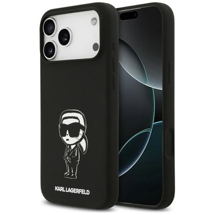 Etui Karl Lagerfeld Silicone Karl Sketch & Logo MagSafe do iPhone 17 Pro Max / 18 Pro Max czarny