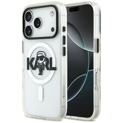 Etui Karl Lagerfeld IML Karl Sketch Logo MagSafe do iPhone 17 Pro / 18 Pro przezroczysty