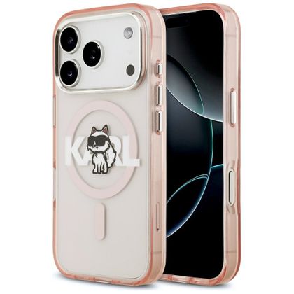 Etui Karl Lagerfeld IML Choupette Sketch Logo MagSafe do iPhone 17 Pro / 18 Pro różowy