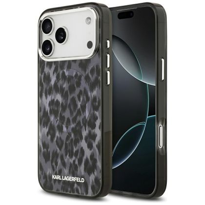 Etui Karl Lagerfeld IML Leopard Pattern MagSafe do iPhone 17 Pro Max / 18 Pro Max czarny