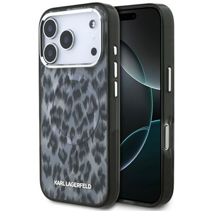Etui Karl Lagerfeld IML Leopard Pattern MagSafe do iPhone 17 Pro / 18 Pro czarny