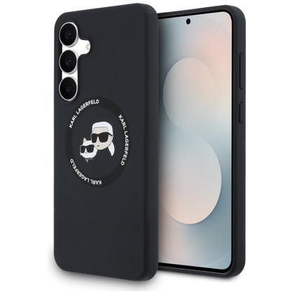 Etui Karl Lagerfeld Silicone Karl&Choupette Heads MagSafe do Samsung Galaxy S25 FE czarny