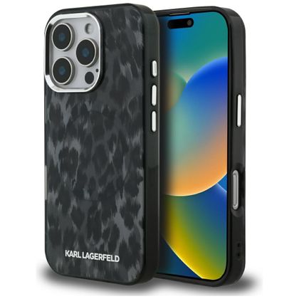 Etui Karl Lagerfeld IML Leopard Pattern MagSafe do iPhone 16 Pro czarny