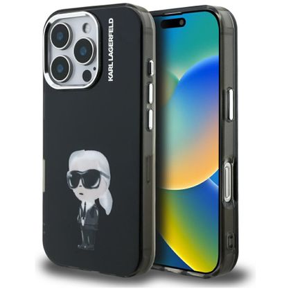 Etui Karl Lagerfeld IML Aquarelle Karl & Logo do iPhone 16 Pro czarny