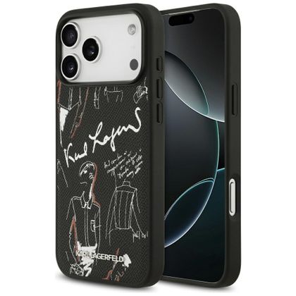 Etui Karl Lagerfeld Grained Pattern & Logo MagSafe do iPhone 17 Pro Max / 18 Pro Max czarny