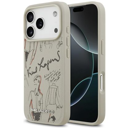 Etui Karl Lagerfeld Grained Pattern & Logo MagSafe do iPhone 17 Pro / 18 Pro szary
