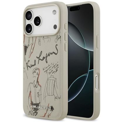 Etui Karl Lagerfeld Grained Pattern & Logo MagSafe do iPhone 17 Pro Max / 18 Pro Max szary